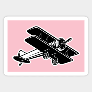 Biplane Black and White Sticker